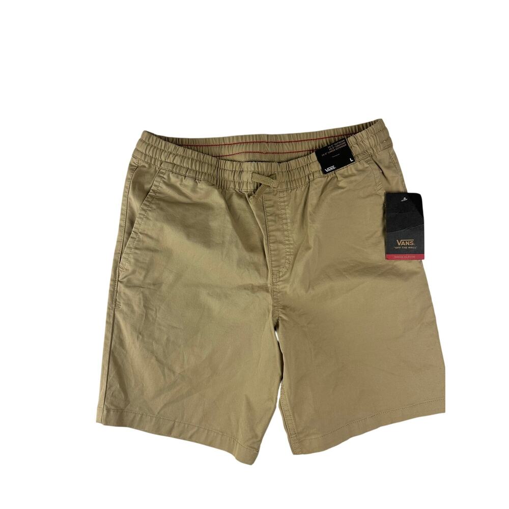 VANS Range Elastic Relaxed Fit Shorts Mens L KHK/Beige Chino Stretch Drawstring